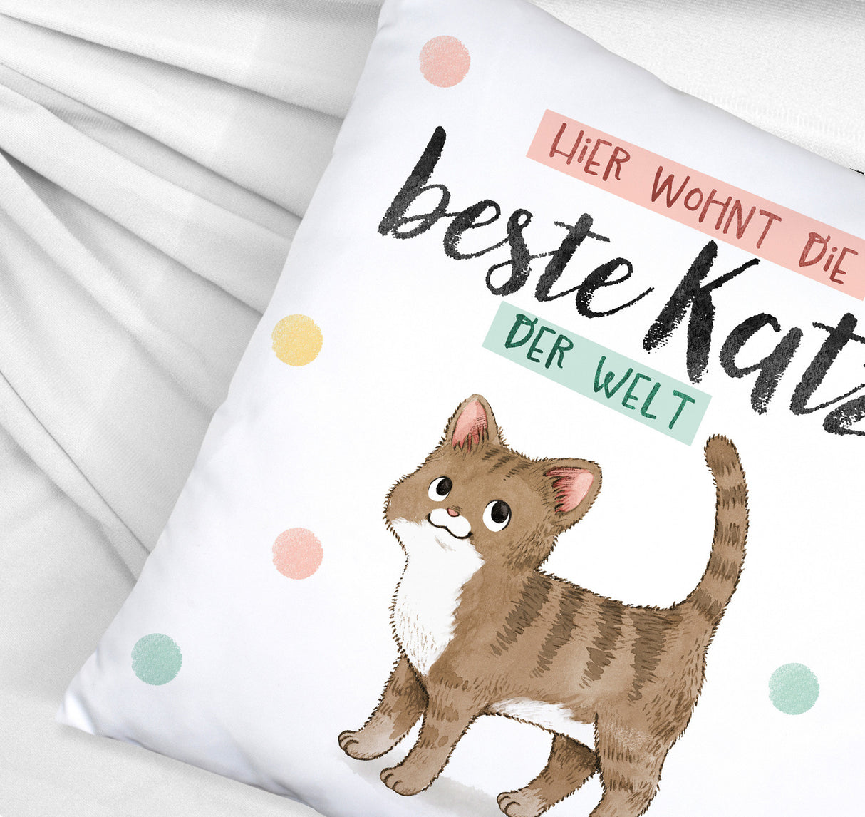 Beste Katze der Welt Kissen mit oranger Katze Katze und Spruch