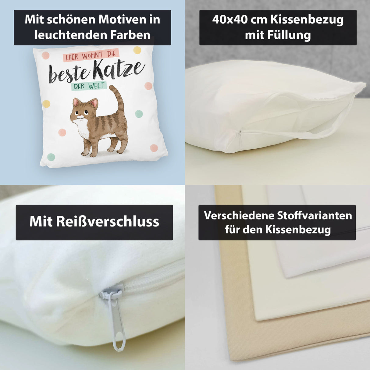 Beste Katze der Welt Kissen mit oranger Katze Katze und Spruch