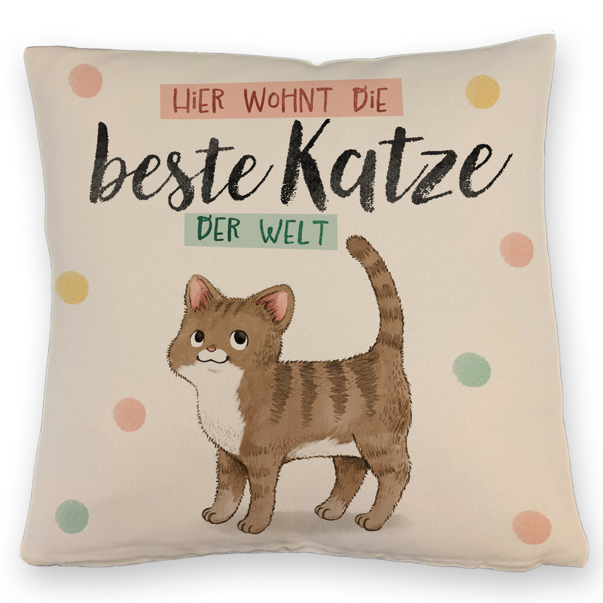 Beste Katze der Welt Kissen mit oranger Katze Katze und Spruch