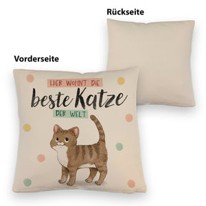 Beste Katze der Welt Kissen mit oranger Katze Katze und Spruch