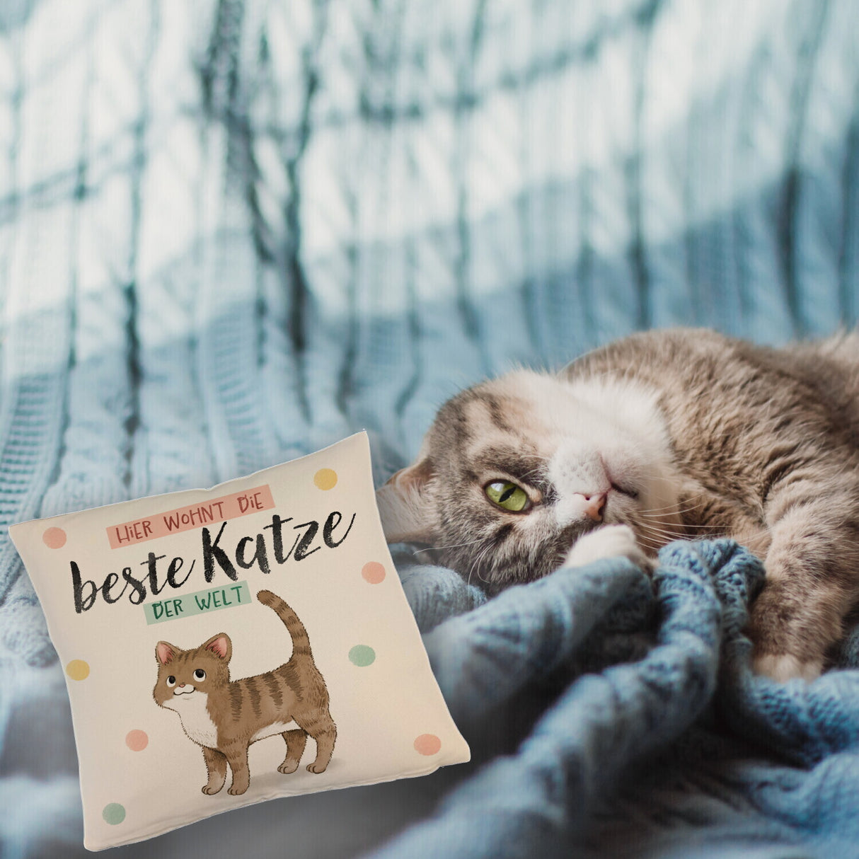 Beste Katze der Welt Kissen mit oranger Katze Katze und Spruch