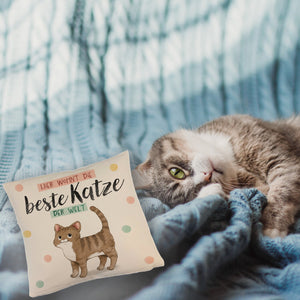 Beste Katze der Welt Kissen mit oranger Katze Katze und Spruch