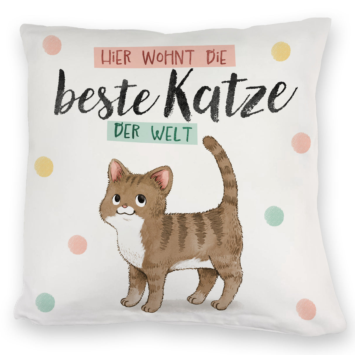 Beste Katze der Welt Kissen mit oranger Katze Katze und Spruch