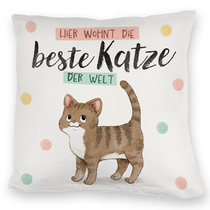 Beste Katze der Welt Kissen mit oranger Katze Katze und Spruch