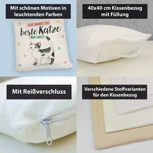 Beste Katze der Welt Kissen mit oranger Katze Katze und Spruch