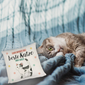 Beste Katze der Welt Kissen mit oranger Katze Katze und Spruch