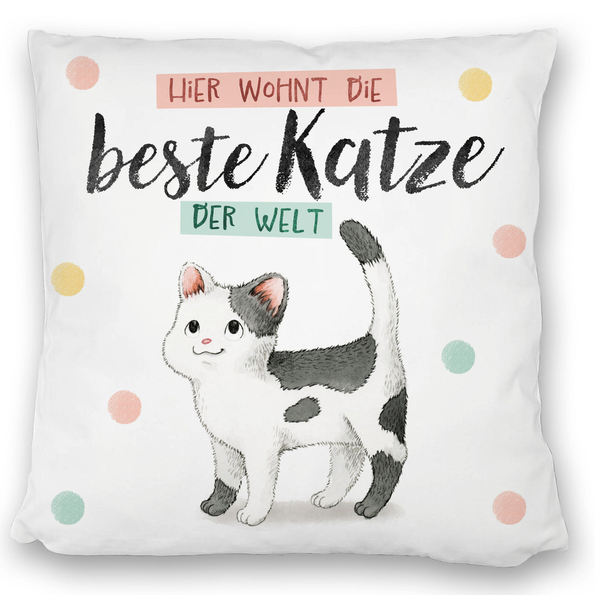 Beste Katze der Welt Kissen mit oranger Katze Katze und Spruch