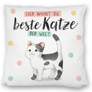 Beste Katze der Welt Kissen mit oranger Katze Katze und Spruch