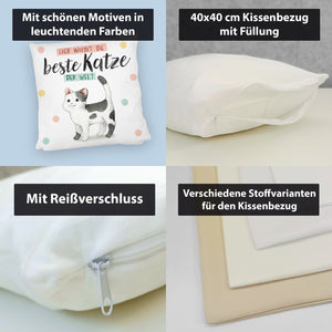 Beste Katze der Welt Kissen mit oranger Katze Katze und Spruch