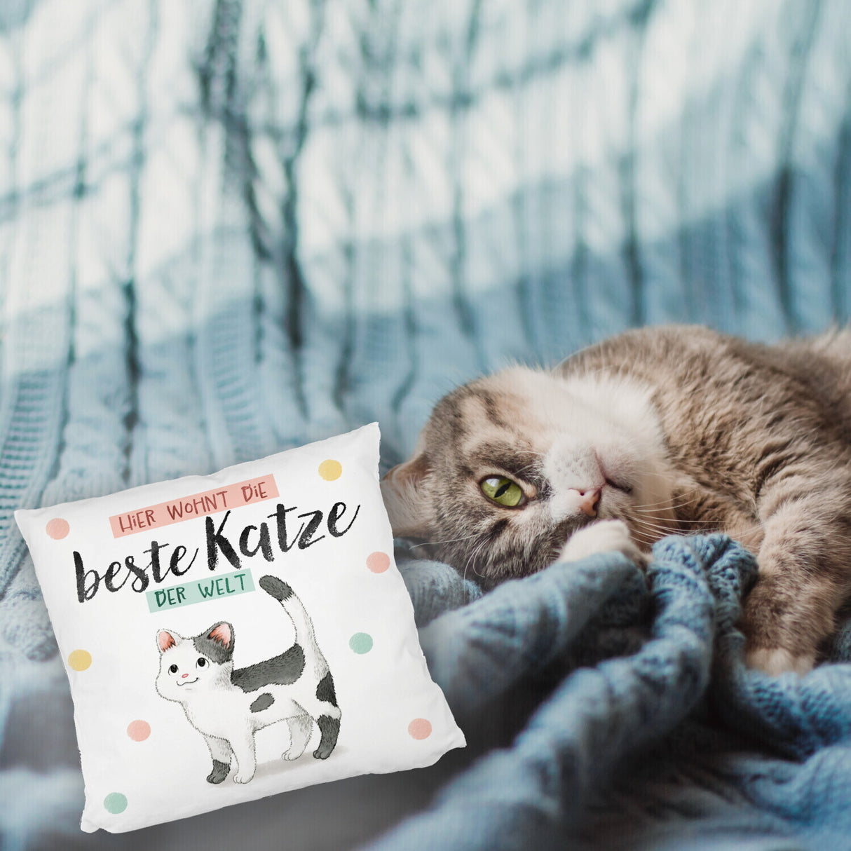 Beste Katze der Welt Kissen mit oranger Katze Katze und Spruch