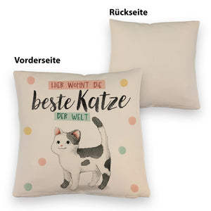 Beste Katze der Welt Kissen mit oranger Katze Katze und Spruch