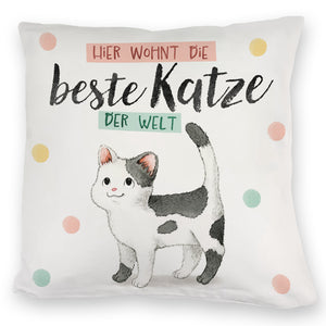 Beste Katze der Welt Kissen mit oranger Katze Katze und Spruch