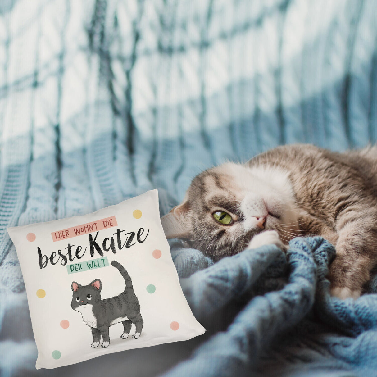 Beste Katze der Welt Kissen mit oranger Katze Katze und Spruch