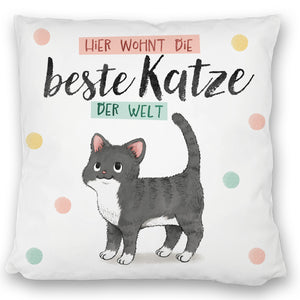Beste Katze der Welt Kissen mit oranger Katze Katze und Spruch