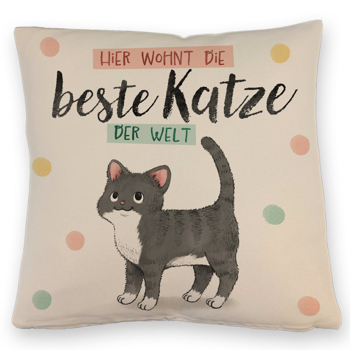 Beste Katze der Welt Kissen mit oranger Katze Katze und Spruch