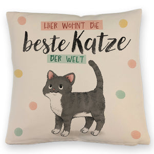 Beste Katze der Welt Kissen mit oranger Katze Katze und Spruch