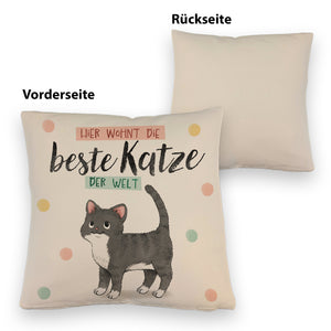Beste Katze der Welt Kissen mit oranger Katze Katze und Spruch