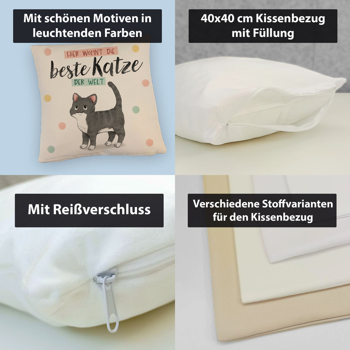 Beste Katze der Welt Kissen mit oranger Katze Katze und Spruch