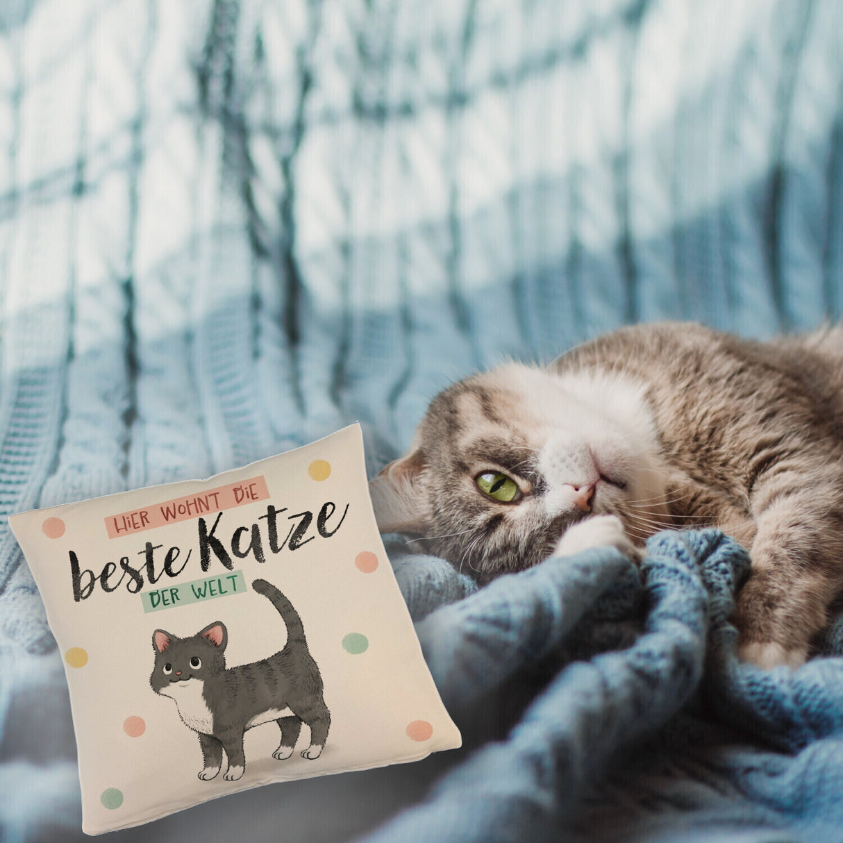 Beste Katze der Welt Kissen mit oranger Katze Katze und Spruch