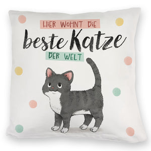 Beste Katze der Welt Kissen mit oranger Katze Katze und Spruch