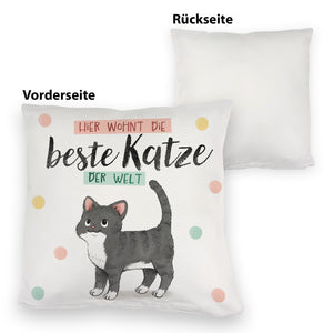 Beste Katze der Welt Kissen mit oranger Katze Katze und Spruch