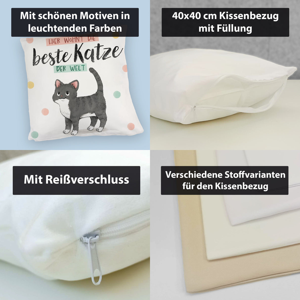Beste Katze der Welt Kissen mit oranger Katze Katze und Spruch
