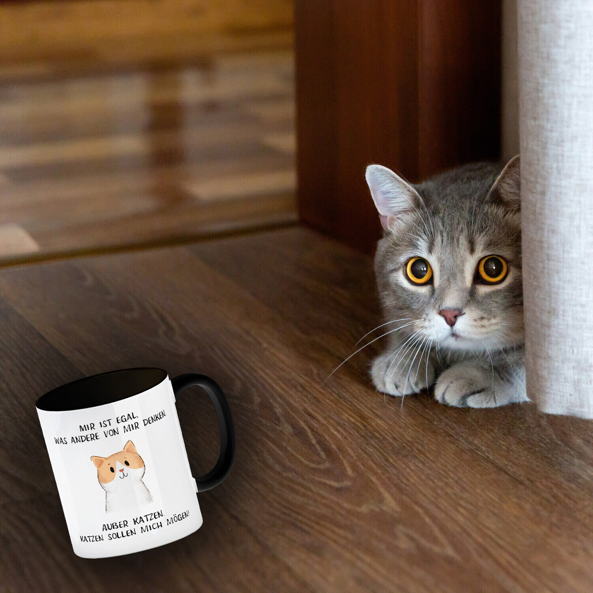 Ist mir egal was Andere denken Kaffeebecher mit Spruch Außer Katzen