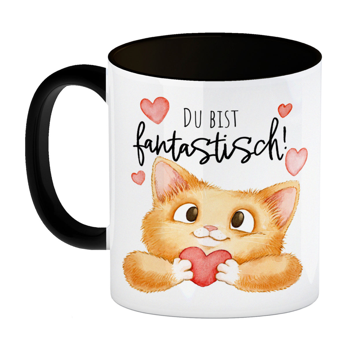 Katze Kaffeebecher mit Spruch Du bist fantastisch