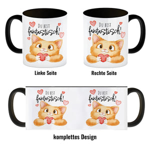 Katze Kaffeebecher mit Spruch Du bist fantastisch
