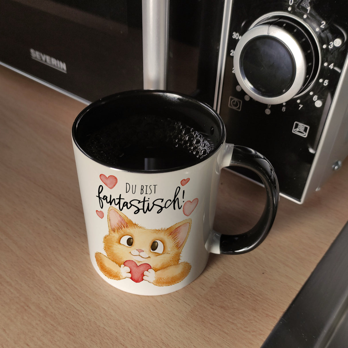 Katze Kaffeebecher mit Spruch Du bist fantastisch
