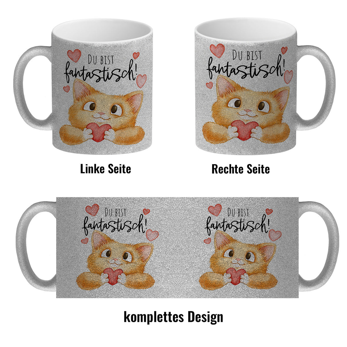 Katze Kaffeebecher mit Spruch Du bist fantastisch