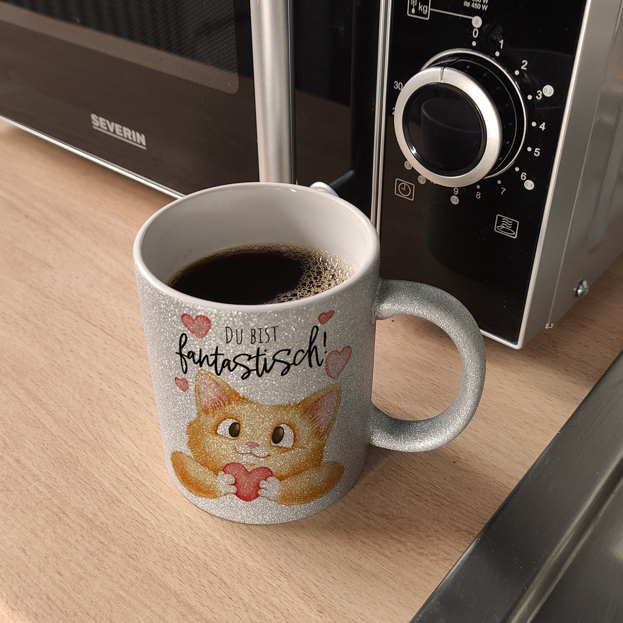 Katze Kaffeebecher mit Spruch Du bist fantastisch
