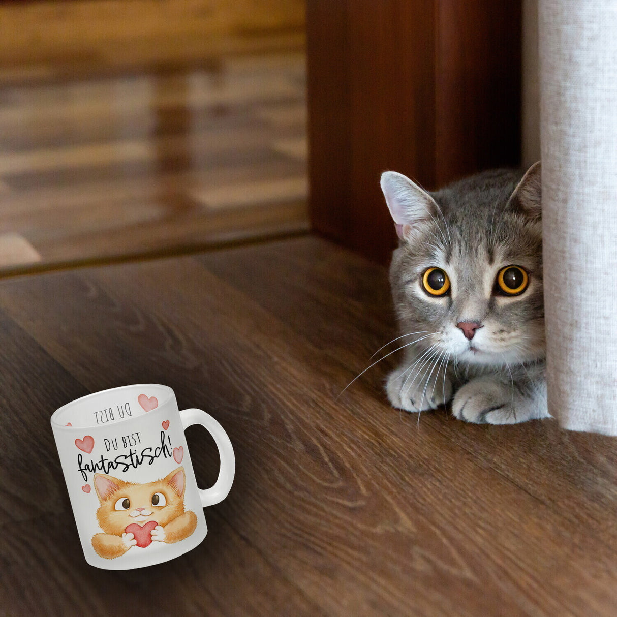 Katze Kaffeebecher mit Spruch Du bist fantastisch