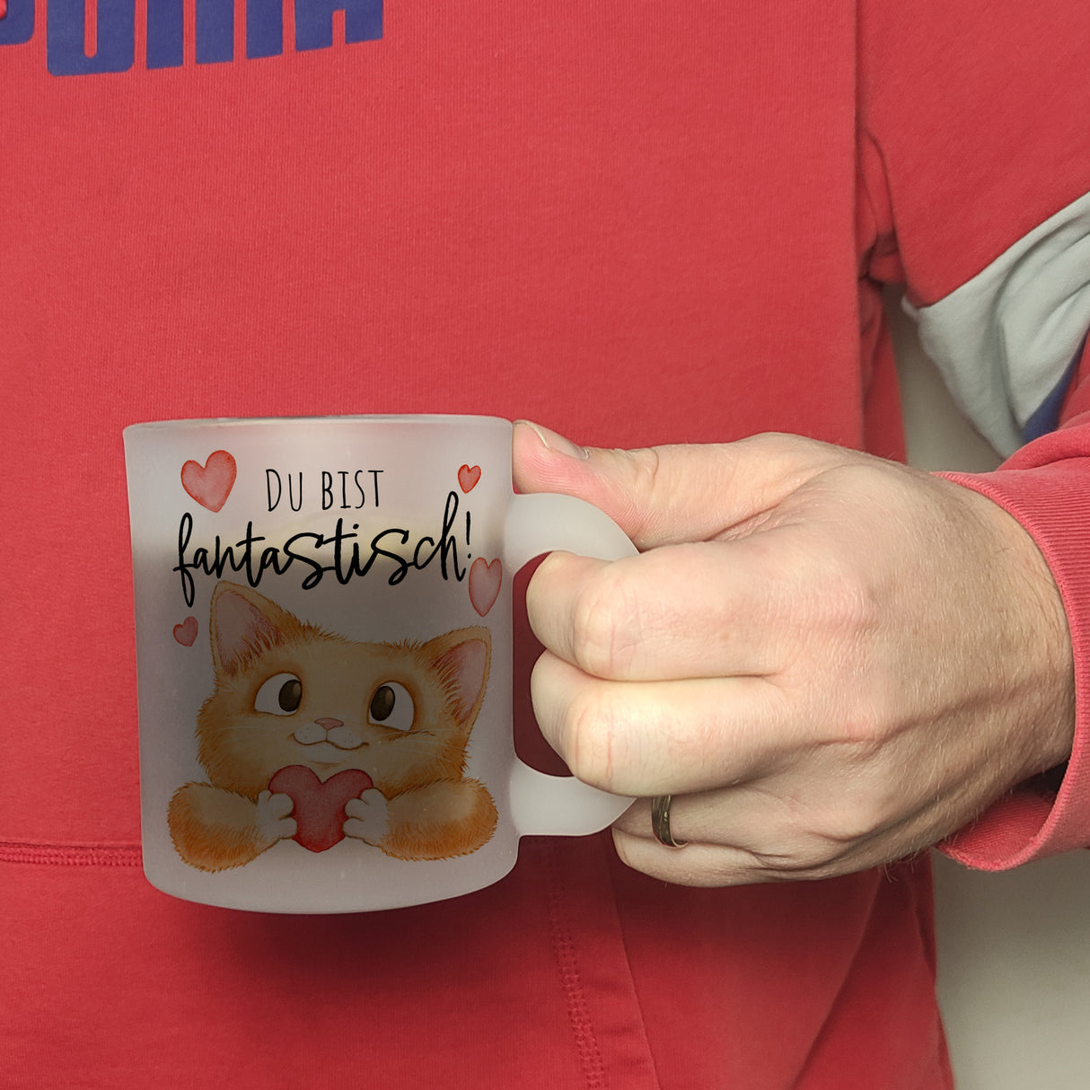 Katze Kaffeebecher mit Spruch Du bist fantastisch