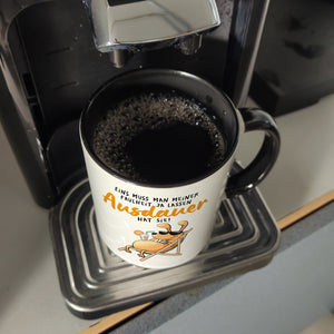 Fauler Hund Kaffeebecher mit Spruch Meine Faulheit hat Ausdauer