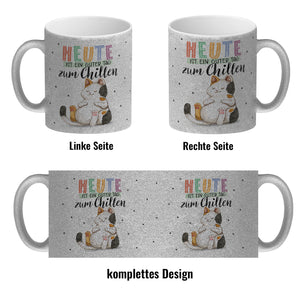 Glückskatze Kaffeebecher mit Spruch Heute ist ein guter Tag zum Chillen