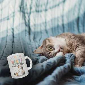 Glückskatze Kaffeebecher mit Spruch Heute ist ein guter Tag zum Chillen