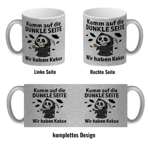 Komm auf die dunkle Seite Kaffeebecher mit Spruch Wir haben Kekse
