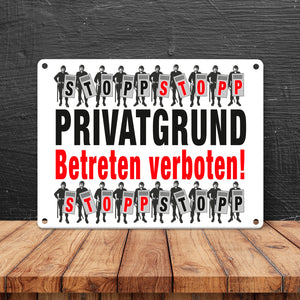 Privatgrund Metallschild in 15x20 cm mit Spruch Betreten verboten