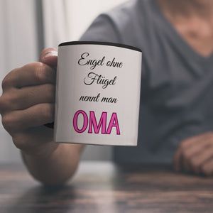 Oma Kaffeebecher mit Spruch Engel ohne Flügel nennt man Oma