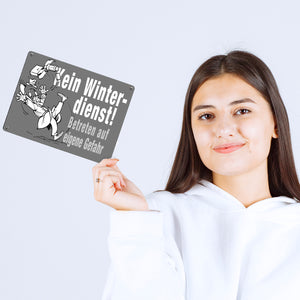 Kein Winterdienst Metallschild in 15x20 cm mit Spruch Betreten auf eigene Gefahr