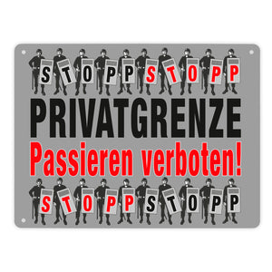 Privatgrenze Metallschild in 15x20 cm mit Spruch Passieren verboten
