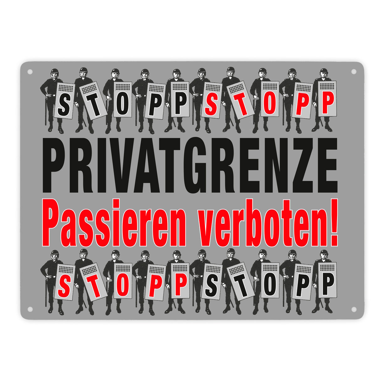 Privatgrenze Metallschild in 15x20 cm mit Spruch Passieren verboten