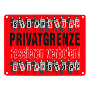 Privatgrenze Metallschild in 15x20 cm mit Spruch Passieren verboten