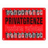 Privatgrenze Metallschild in 15x20 cm mit Spruch Passieren verboten
