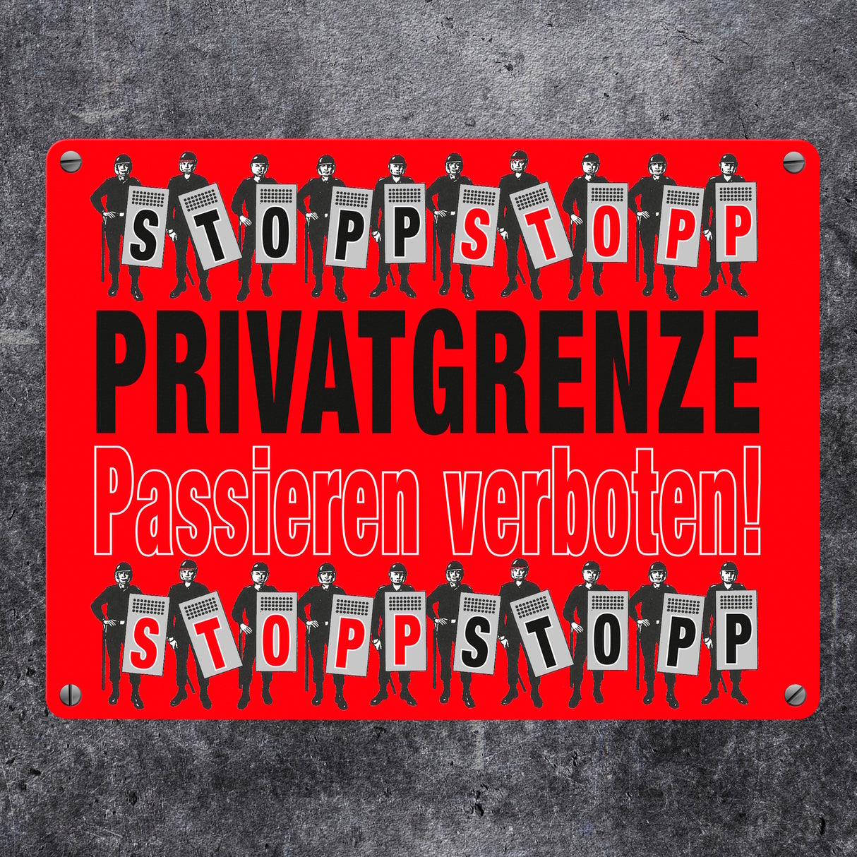 Privatgrenze Metallschild in 15x20 cm mit Spruch Passieren verboten
