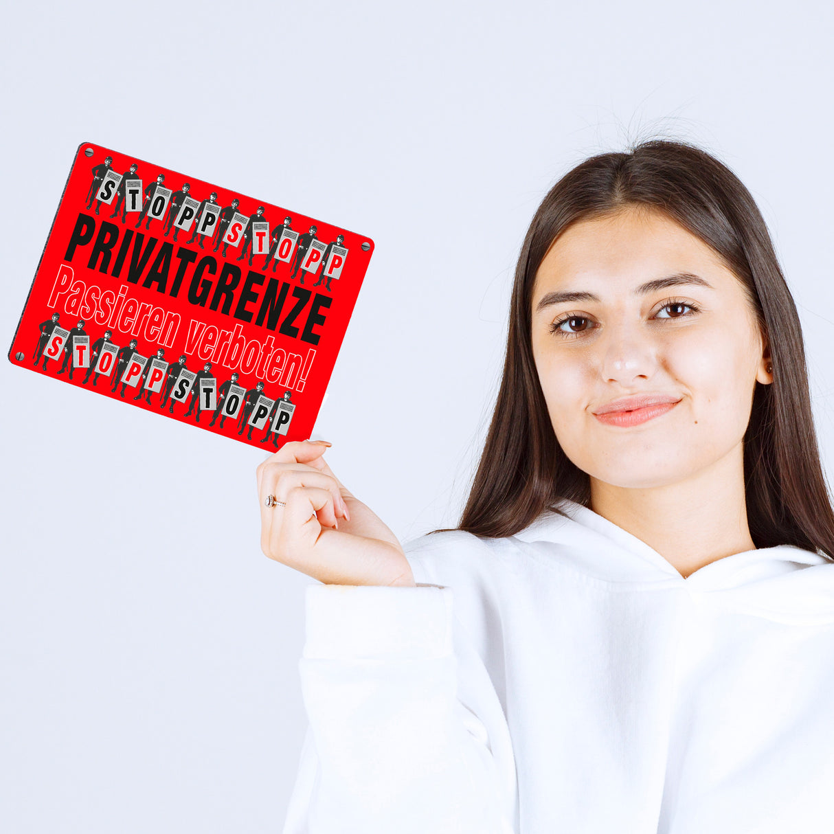 Privatgrenze Metallschild in 15x20 cm mit Spruch Passieren verboten