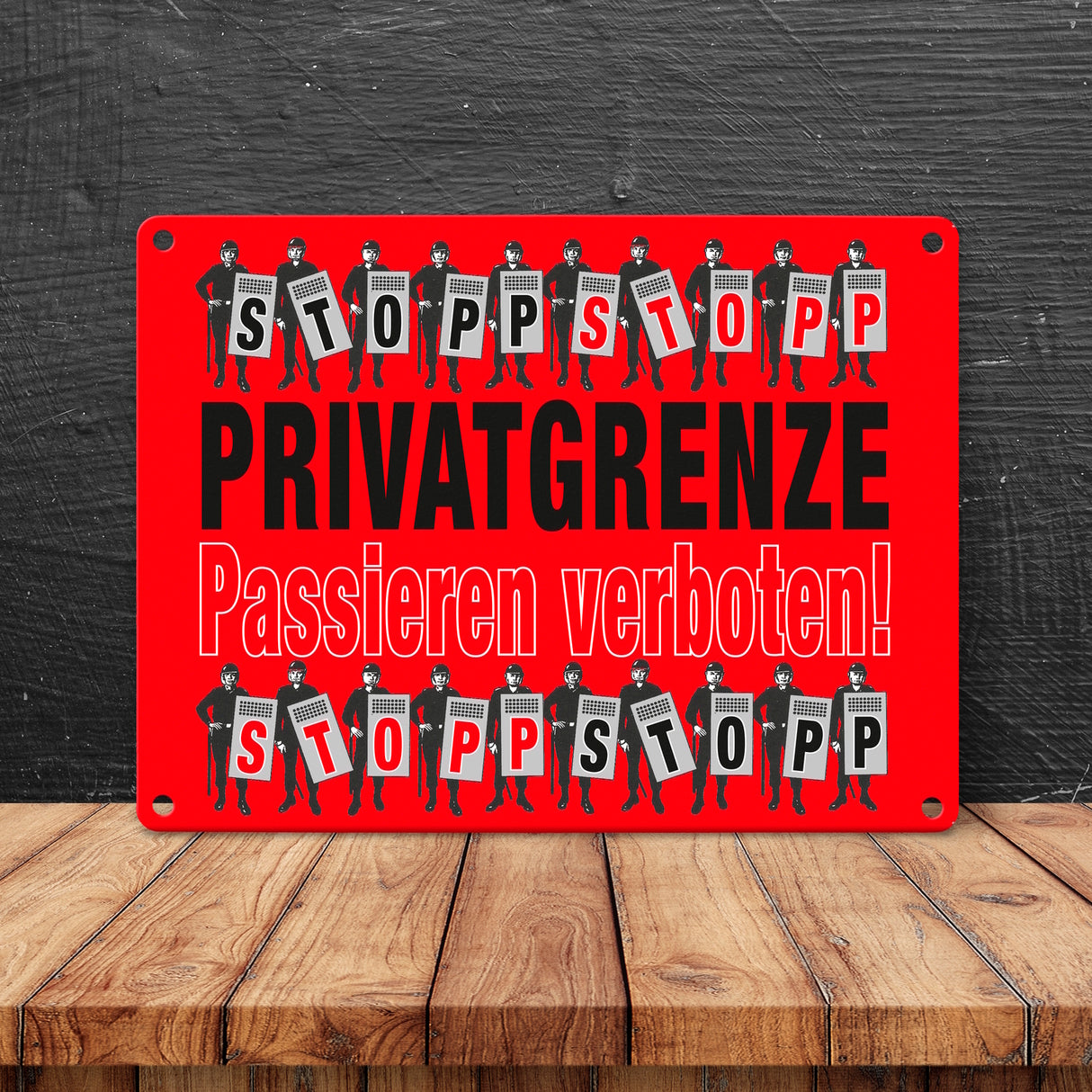 Privatgrenze Metallschild in 15x20 cm mit Spruch Passieren verboten