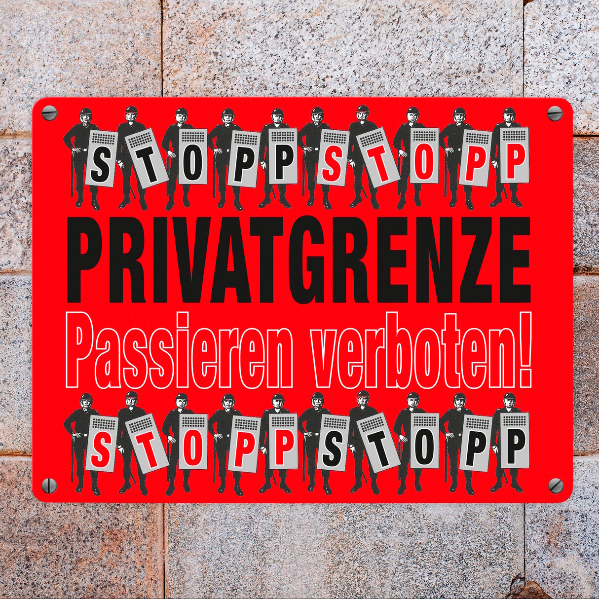 Privatgrenze Metallschild in 15x20 cm mit Spruch Passieren verboten