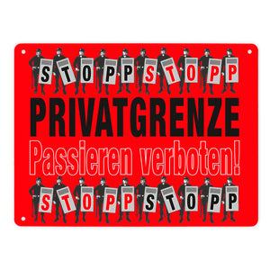Privatgrenze Metallschild in 15x20 cm mit Spruch Passieren verboten